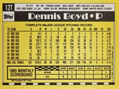 Rear | Dennis Boyd Baseball Cards 1990 Topps Traded Tiffany