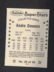 Back | Andre Dawson Baseball Cards 1986 True Value Perforated