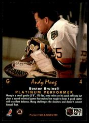 Back Of Card  | Andy Moog Hockey Cards 1991 Pro Set Platinum