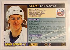 Back Of Card | Scott Lachance Hockey Cards 1992 Score Young Superstars