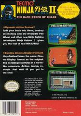 Ninja Gaiden II - Back | Ninja Gaiden II The Dark Sword of Chaos NES