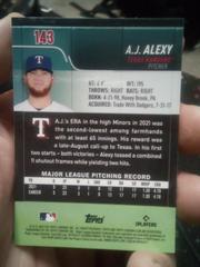 Back Of Card | A. J. Alexy [Xfractor] Baseball Cards 2022 Stadium Club Chrome