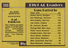 Back Of Card | Cal Ripken Jr. Baseball Cards 1990 Topps