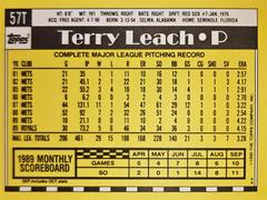 Rear | Terry Leach Baseball Cards 1990 Topps Traded Tiffany