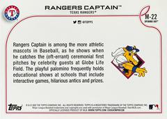 Card Back | Rangers Captain Baseball Cards 2022 Topps Opening Day Mascots
