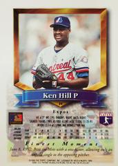 Rear | Ken Hill Baseball Cards 1994 Topps Traded Finest Inserts