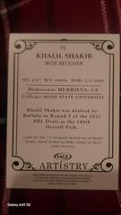 Back  | Khalil Shakir Football Cards 2022 Sage Artistry