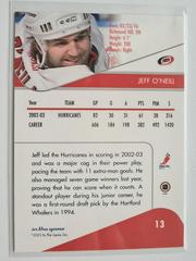 Backside | Jeff O'neill Hockey Cards 2003 ITG Toronto Star