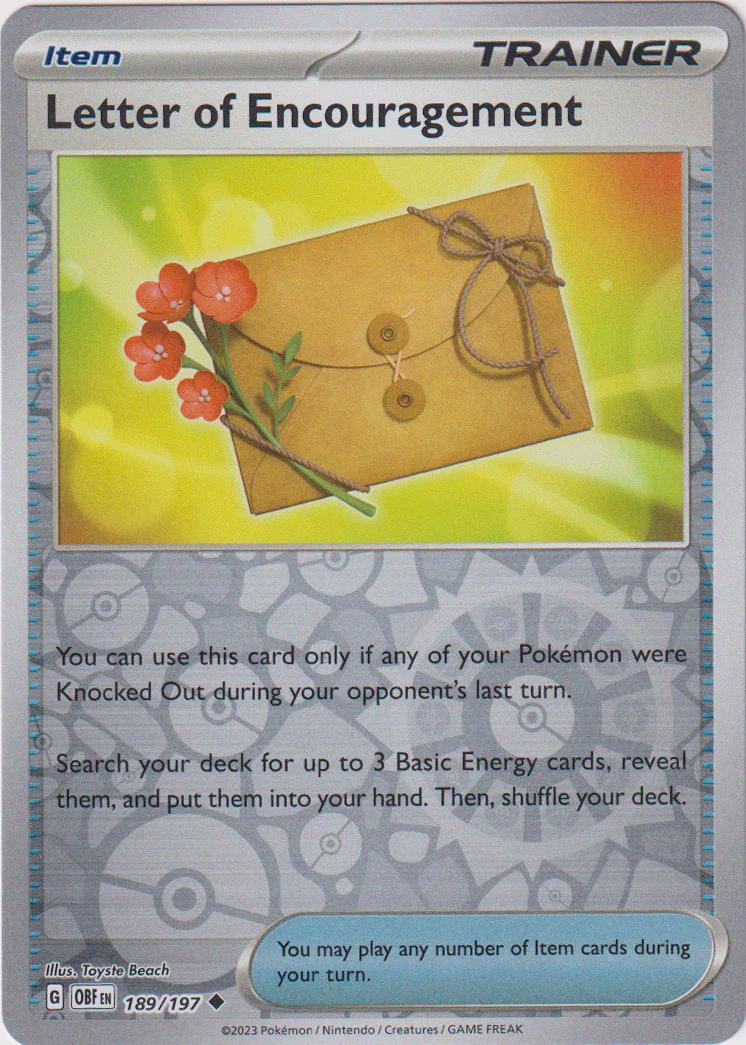 Letter of Encouragement [Reverse Holo] #189 Pokemon Obsidian Flames