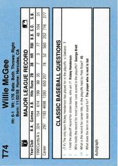 Back | Willie McGee Baseball Cards 1991 Classic