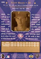 Rear | Scott Rolen Baseball Cards 1996 Upper Deck