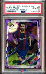 Lionel Messi [Purple] Soccer Cards 2020 Topps Chrome UEFA Champions League Sapphire Prices