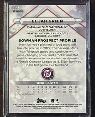 Back Of Card | Elijah Green [Magenta] Baseball Cards 2023 Bowman Sterling