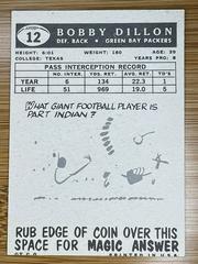 Back | Bobby Dillon Football Cards 1959 Topps