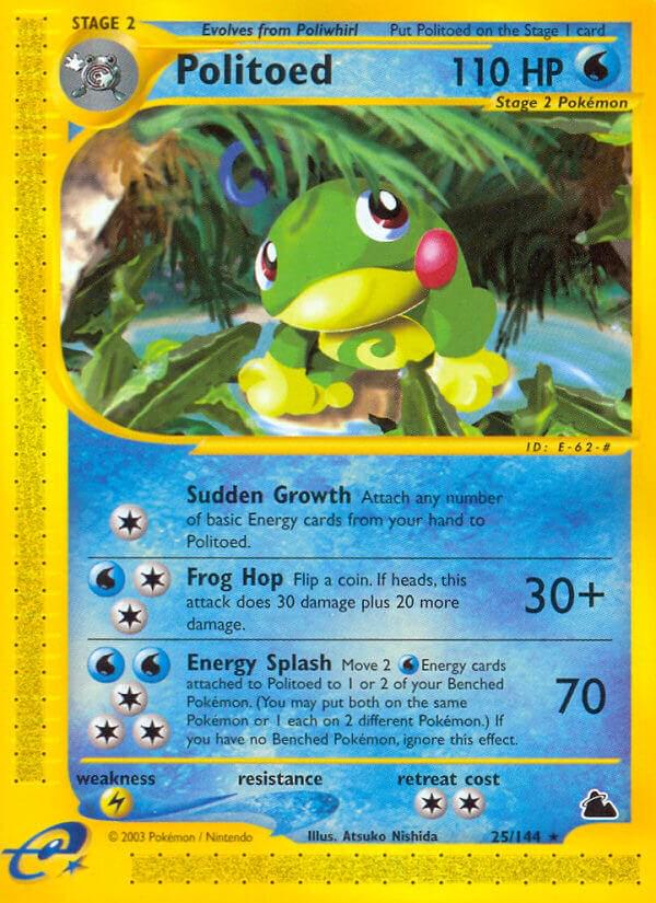 2003 top Pokemon Politoed Holo H23/H32 Skyridge Vintage E-Series Rare Foil Card