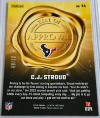 Back Of Card /10 | C.J. Stroud [Gold] Football Cards 2023 Panini Zenith Zeal of Approval