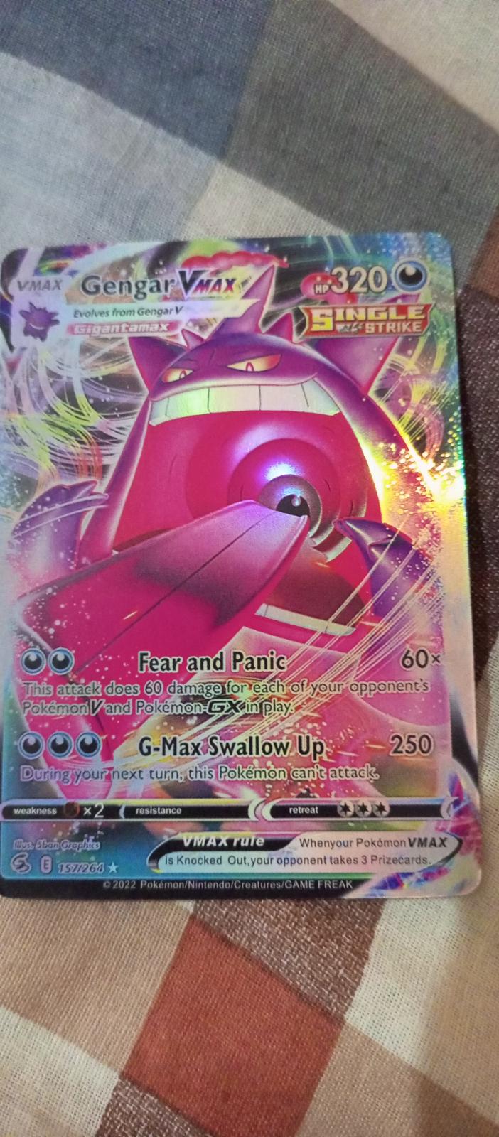 Pokemon Card GENGAR VMAX 157/264 Fusion Strike Full Art- Single