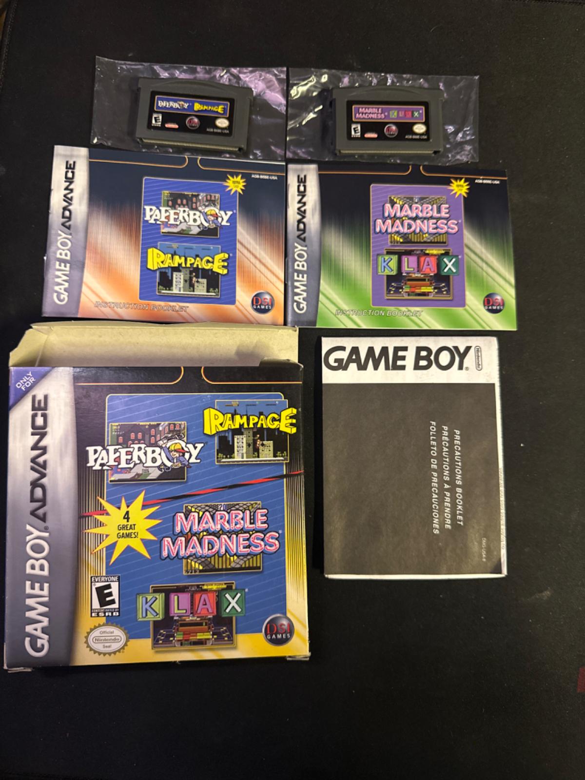 Paperboy, Rampage, Marble Madness, Klax Item, Box, and Manual
