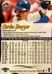 Rear | Carlos Baerga Baseball Cards 1998 Ultra