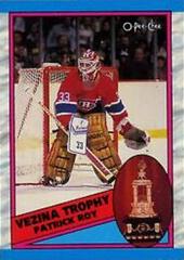 Patrick Roy [Vezina Trophy] #322 Hockey Cards 1989 O-Pee-Chee Prices