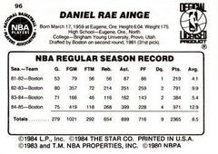 White Border - Back Side | Danny Ainge Basketball Cards 1986 Star