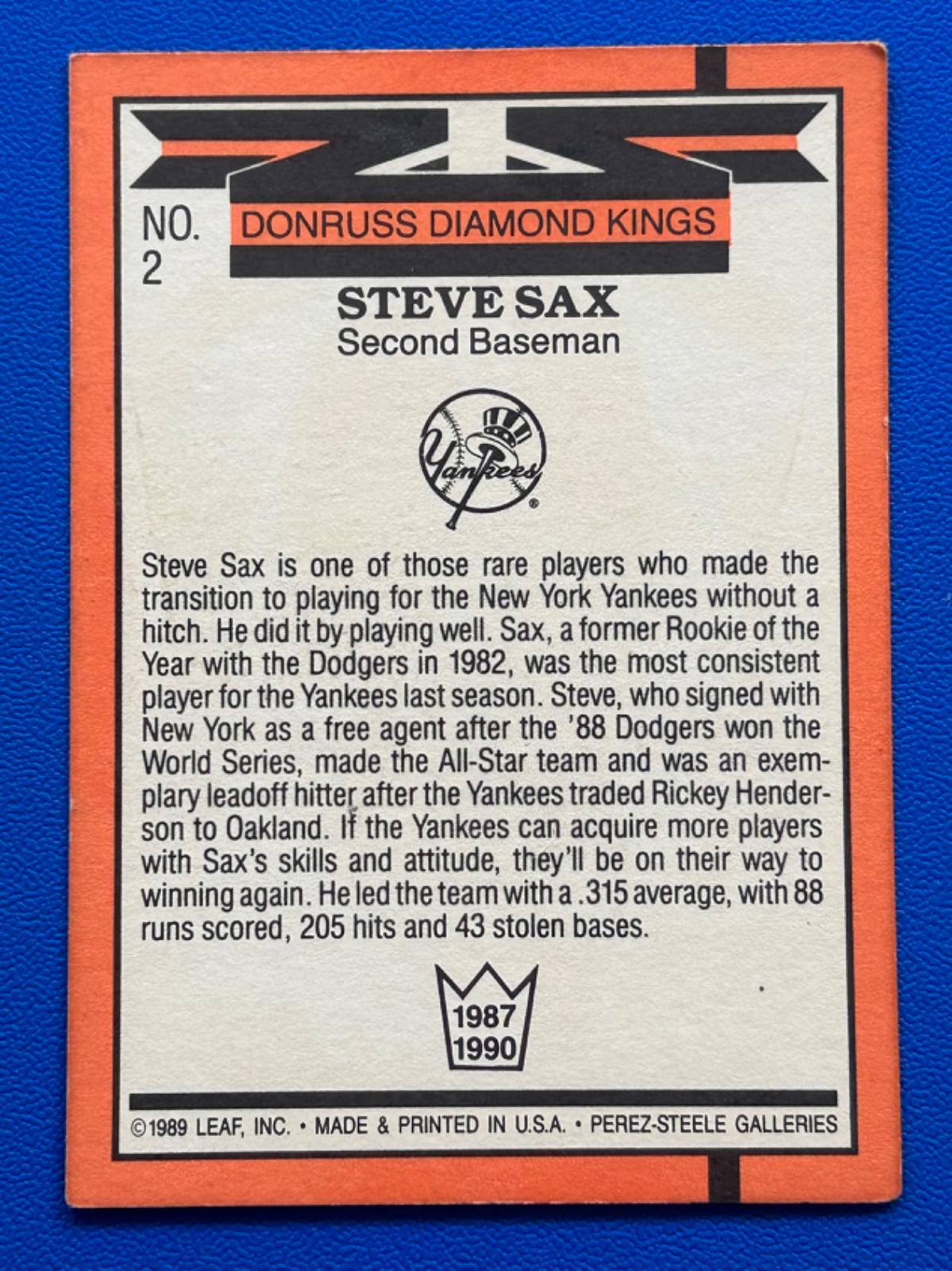Steve Sax 2 Prices 1990 Donruss Baseball Cards