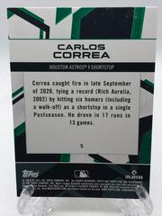 Back Of Card | Carlos Correa [Gold Minted] Baseball Cards 2021 Topps Fire