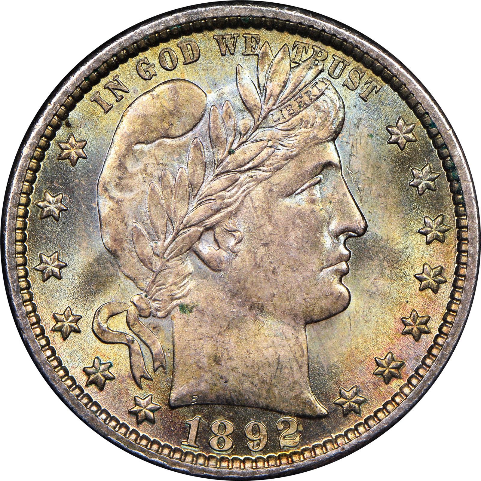 1892 Coins Barber Quarter