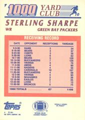 Reverse | Sterling Sharpe Football Cards 1991 Topps 1000 Yard Club