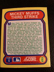 Mickey Muffs Third Strike Baseball Cards 1988 Score Magic Motion Great Moments in Baseball Prices