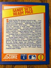 Sandy Sets Heady Pace Baseball Cards 1989 Score Magic Motion Trivia A Year to Remember Prices