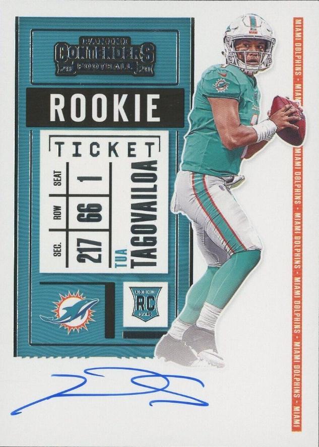 Tua Tagovailoa contenders rookie auto. Excellent popular condition. Get graded