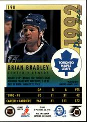 Back Of Card  | Brian Bradley Hockey Cards 1992 O-Pee-Chee Premier