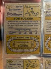 Two Asterisk  | Bob Tucker [1972 Stats, Two Asterisks Before TCG on Back] Football Cards 1974 Topps Parker Brothers