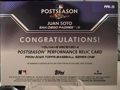 BACK SIDE | Juan Soto [Red] Baseball Cards 2023 Topps Postseason Performance Relics