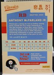 Back Of Card | Anthony McFarland Jr Football Cards 2020 Panini Chronicles Classics