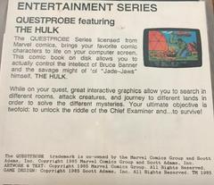 Reverse Box Art | Questprobe featuring the Hulk Commodore 64
