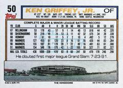Card Back | Ken Griffey Jr. Baseball Cards 1992 Topps