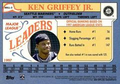 Card Back | Ken Griffey Jr. Baseball Cards 2023 Topps 1988 Oversized League Leaders Boxtoppers