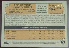 Back Of Card | Reid Detmers [Green] Baseball Cards 2021 Topps Heritage Minor League