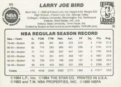 Green Border - Back Side | Larry Bird Basketball Cards 1986 Star