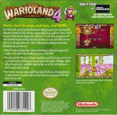 Rear | Wario Land 4 GameBoy Advance