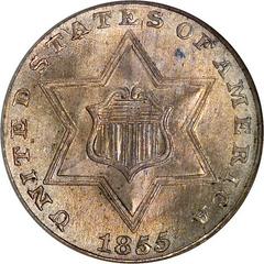 1855 [PROOF] Coins Three Cent Silver Prices