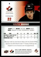 Back Of Card  | Mavrik Bourque Hockey Cards 2022 Upper Deck Team Canada Juniors