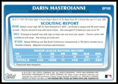 Back Of Card | Darin Mastroianni Baseball Cards 2011 Bowman Prospects