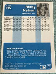 Stats On Back | Ricky Nelson [J. Nelson's Stats on Back] Baseball Cards 1984 Fleer