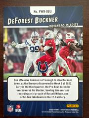 Back Of Card | DeForest Buckner [Emerald] Football Cards 2022 Panini Contenders Power Players
