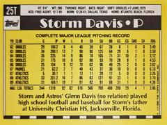 Rear | Storm Davis Baseball Cards 1990 Topps Traded Tiffany