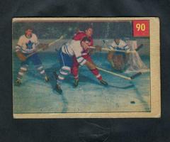 Delvecchio Finds [Leaf Defense Hard to] #90 Hockey Cards 1954 Parkhurst Prices