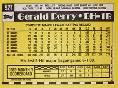 Rear | Gerald Perry Baseball Cards 1990 Topps Traded Tiffany